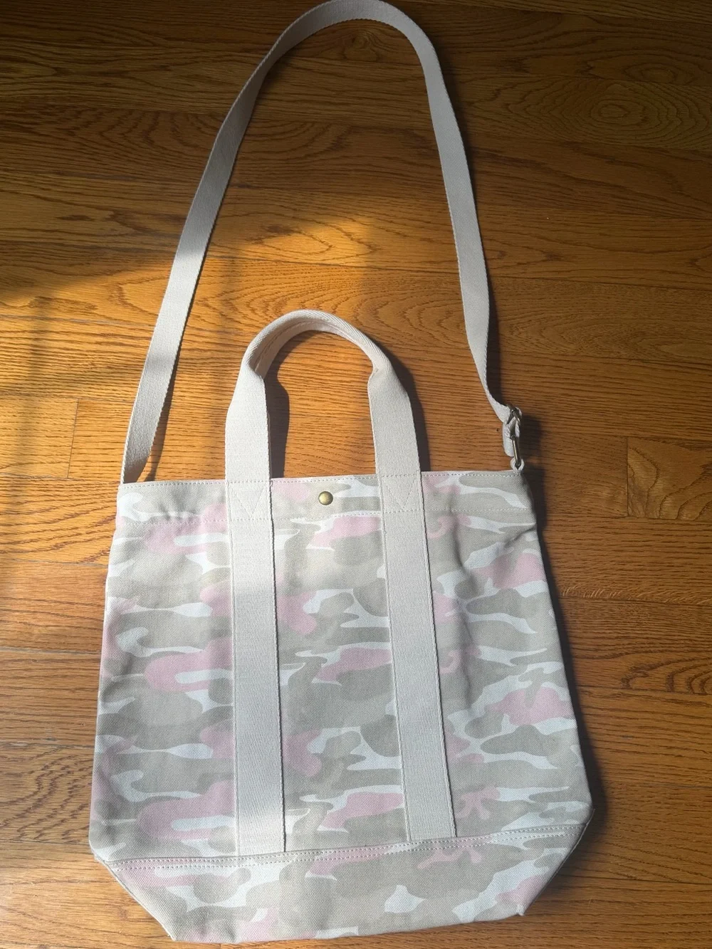 TOMS Pink Camo Canvas Crossbody Tote Bag Convertible Snap Top